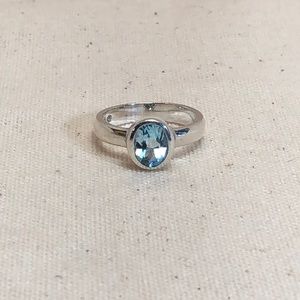 Blue Topaz Sterling Silver Stacking Ring Size 7